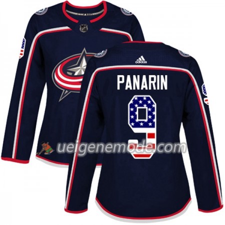Dame Eishockey Columbus Blue Jackets Trikot Artemi Panarin 9 Adidas 2017-2018 Marineblau USA Flag Fashion Authentic